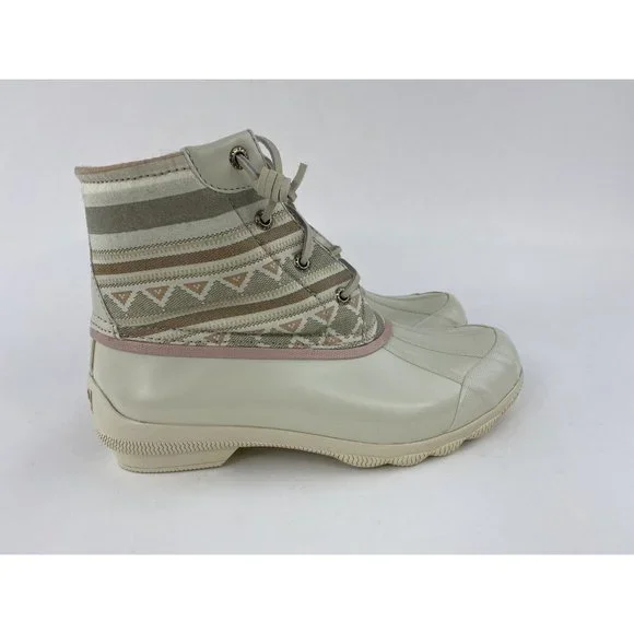 Sperry Top Sider Women's Duck Boots Tan Pink Pattern Syren Gulf Playa STS87057 - Picture 6 of 11